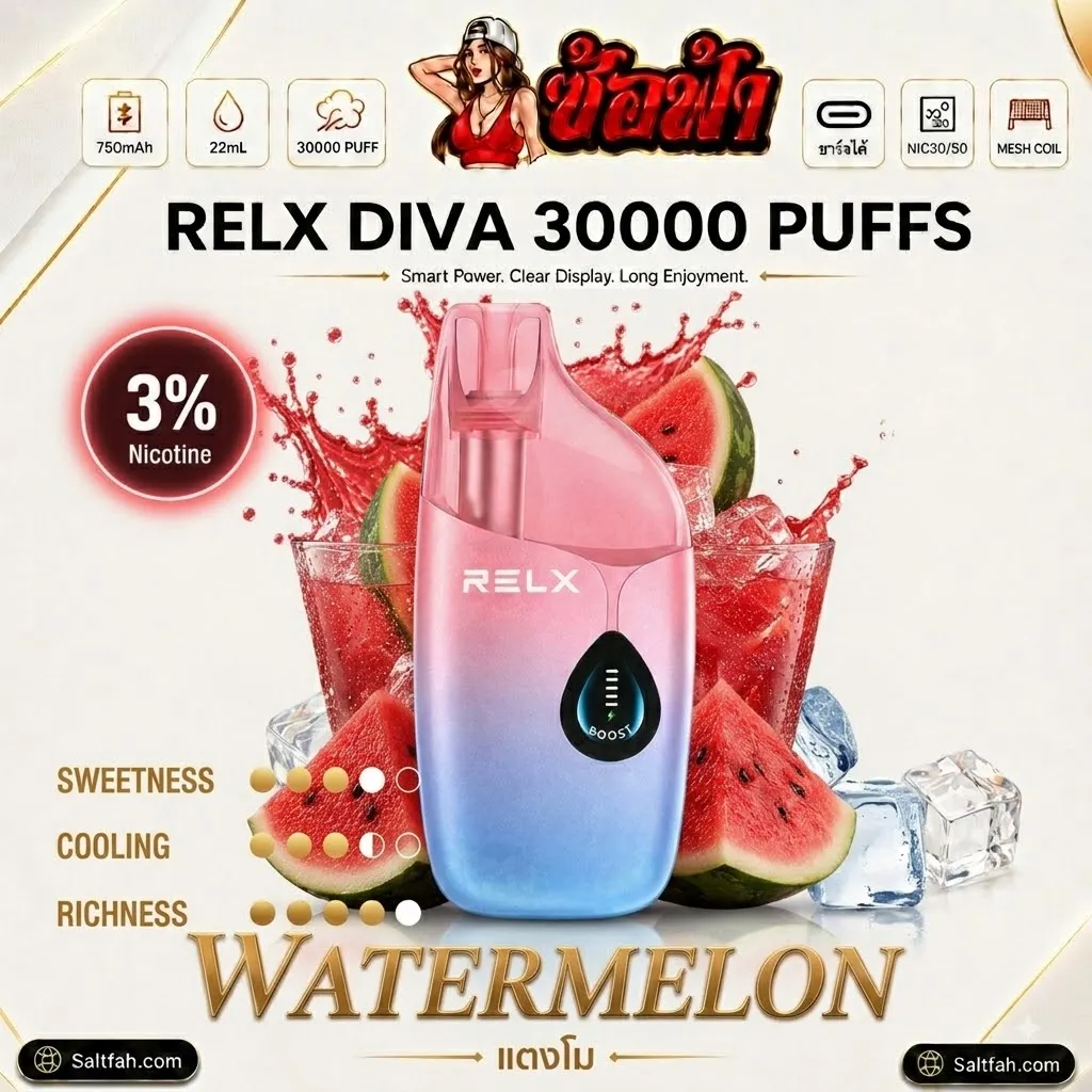 RELX Diva 30000 Puffs กลิ่น watermelon