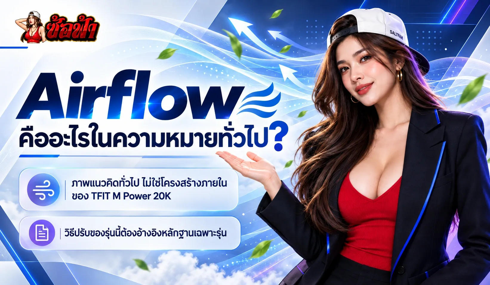 ซ้อฟ้าอธิบายความหมายทั่วไปของ Airflow ด้วยลูกศรแสดงทิศทางอากาศ