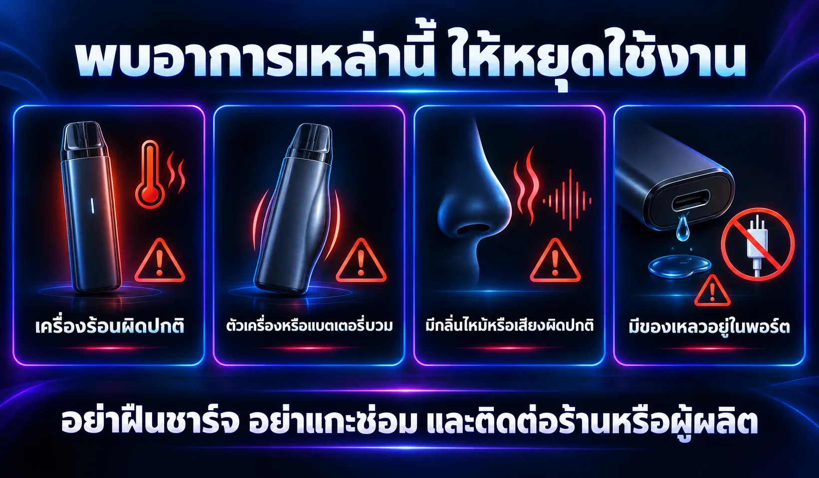อาการผิดปกติที่ควรหยุดชาร์จและหยุดใช้งานพอต