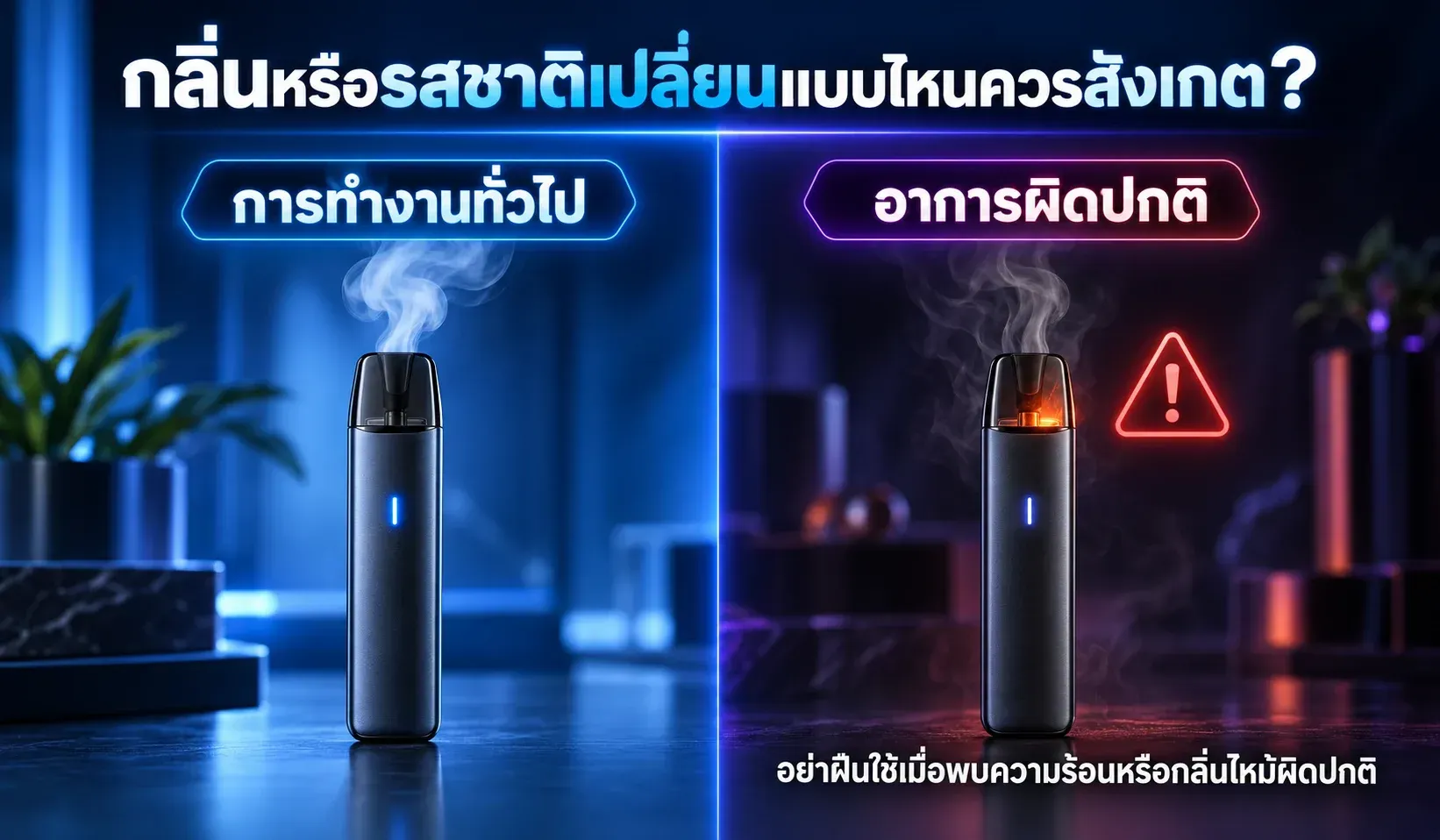 เปรียบเทียบการทำงานทั่วไปกับอาการพอตมีกลิ่นไหม้