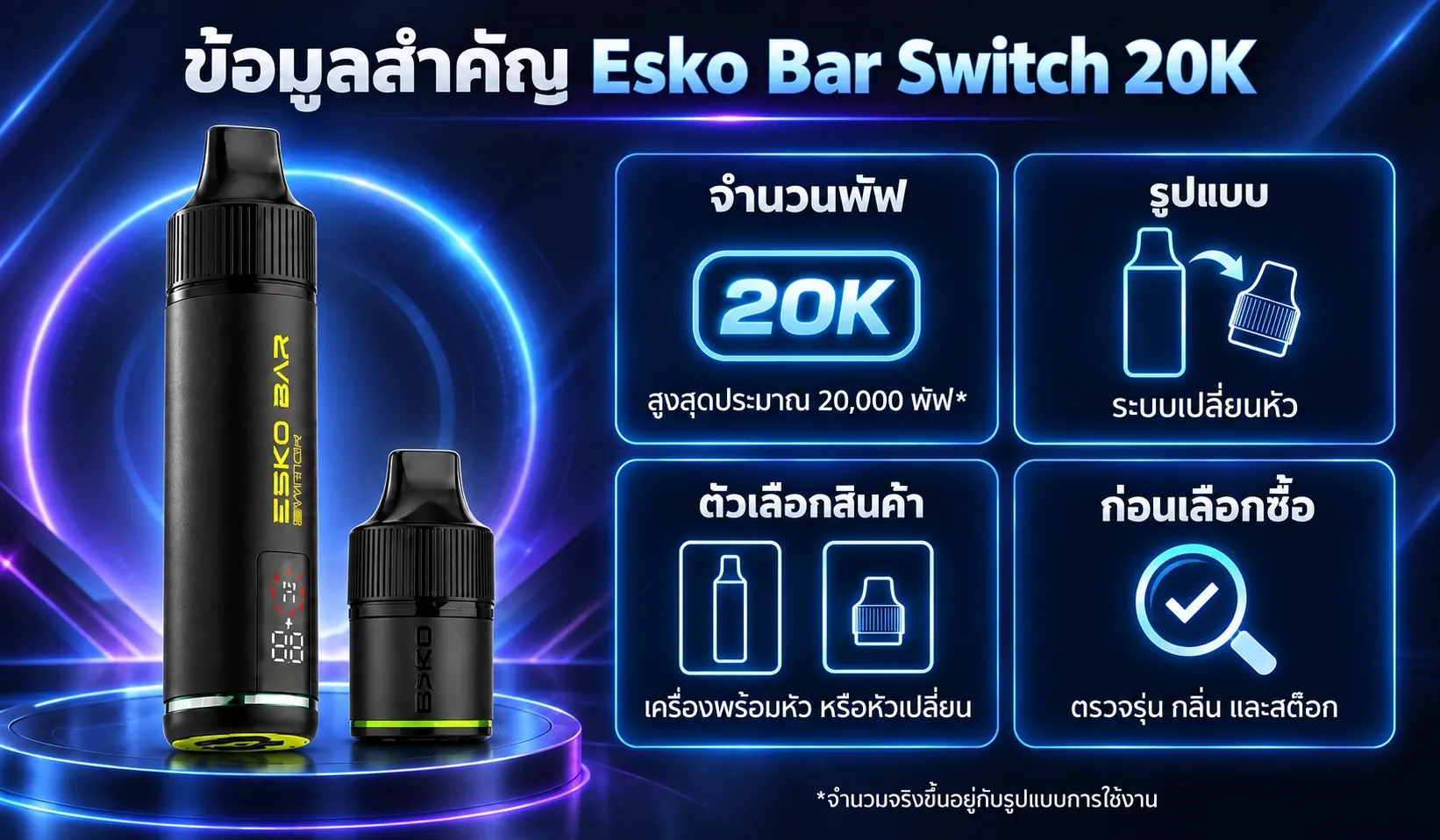 ข้อมูลสำคัญ Esko Bar Switch 20K