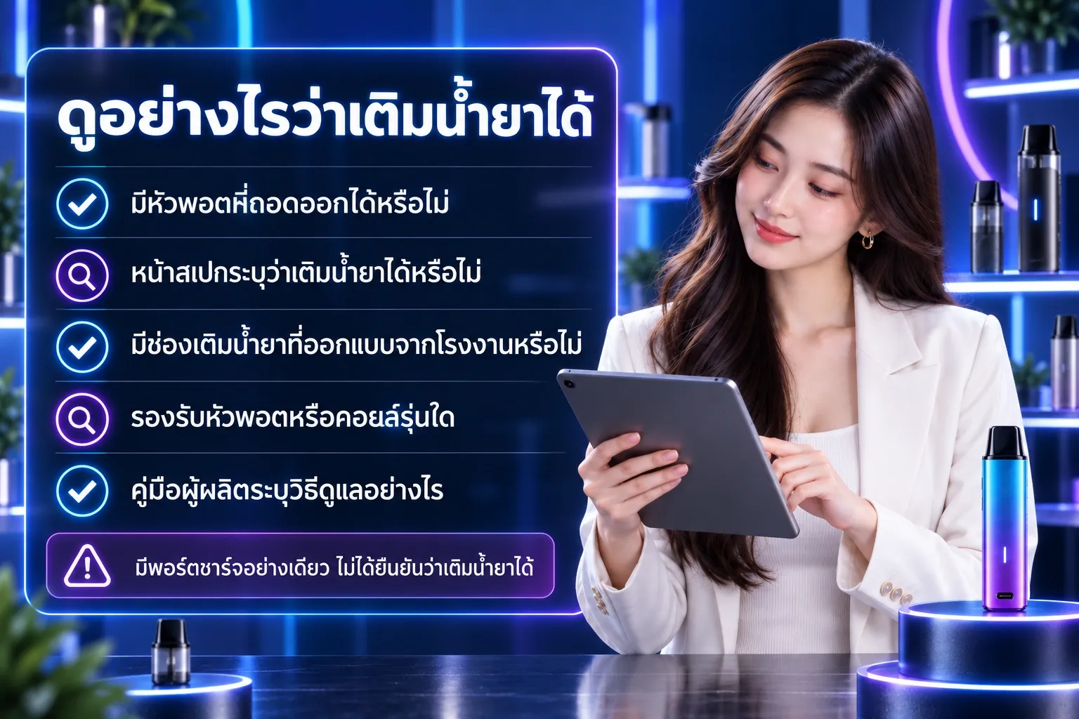 Checklist วิธีตรวจสอบว่าอุปกรณ์รองรับการเติมน้ำยาและเปลี่ยนหัวหรือไม่