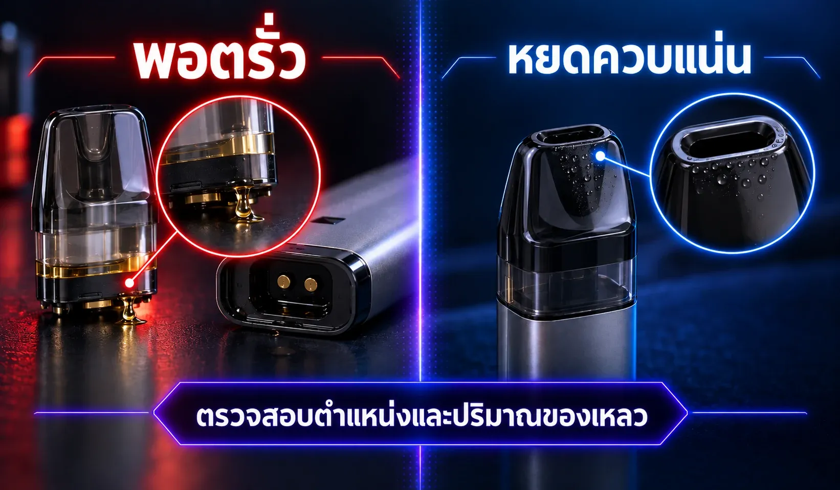 เปรียบเทียบพอตรั่วกับหยดควบแน่นบริเวณหัวพอต