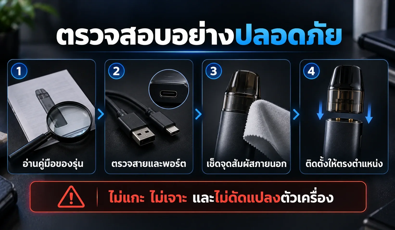 ขั้นตอนตรวจสอบพอตเบื้องต้นโดยไม่แกะหรือดัดแปลงเครื่อง