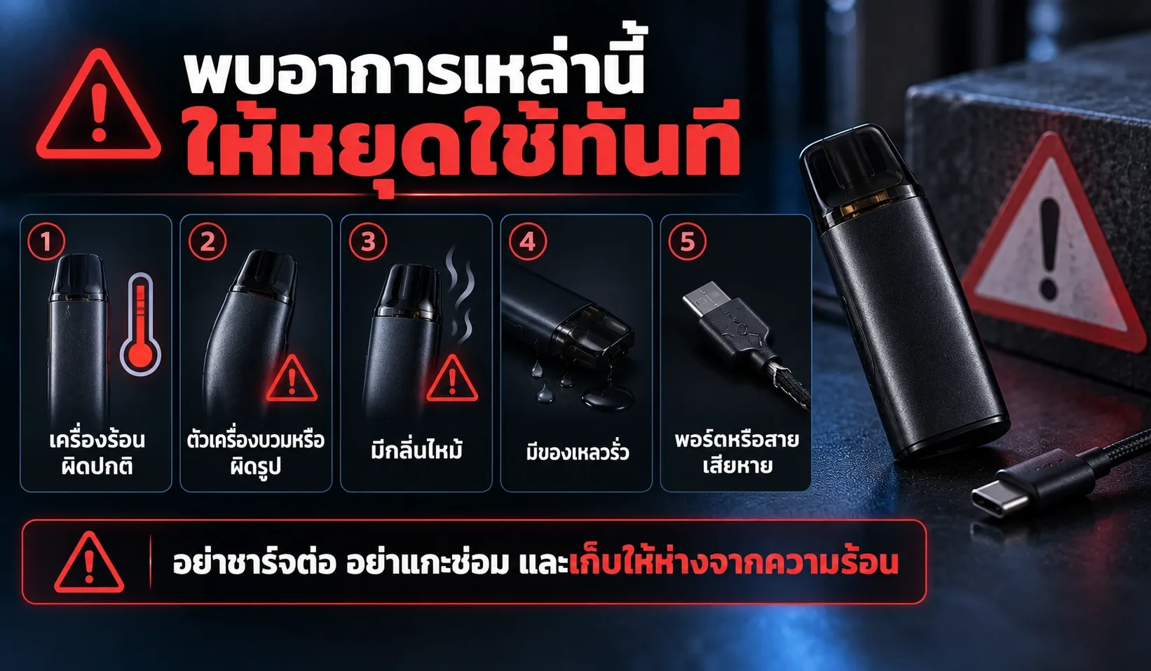 สัญญาณผิดปกติที่ควรหยุดใช้อุปกรณ์ทันที
