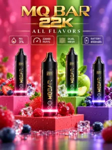 MQBAR 22K น้ำยา 18 mL แบตเตอรี่ 650 mAh และ Dual Mesh Coil